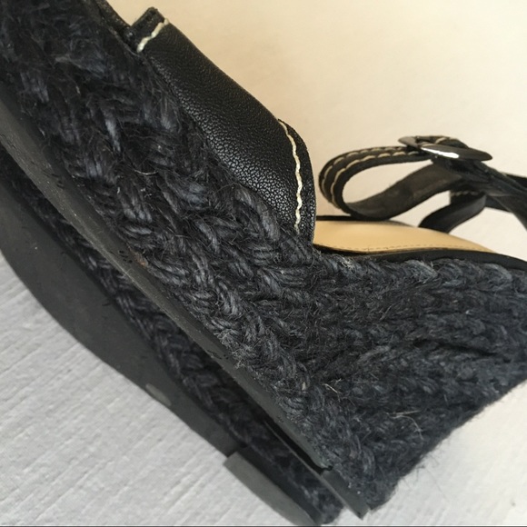 Via Spiga Espadrille Wedge Leather Sandals Black - Picture 7 of 12